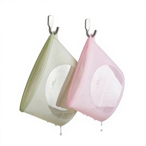 Magnetic <b>Reusable</b> Eco-Friendly Minimalist Square Folding Multifunction Silicone <b>Food</b> Storage Bag <b>Pouch</b> <b>Food</b> Grade Safe Platinum - Product Image 2