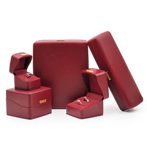 Luxury Leather <b>Ring</b> Box Gold Metal <b>Plate</b> for <b>Ring</b> Bracelet Pendant Set Custom Jewelry Box with Logo Bulk Order - Product Image 5