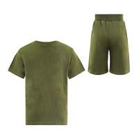 Conjuntos de Ropa para Bebés Niños, Boutique de Ropa Infantil, Traje de Verano para Niños, Camiseta de Algodón Lavado con Apliques de Rayo Verde Oliva, Venta al por Mayor