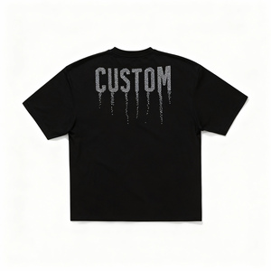 T-shirt personnalisé de haute qualité pour homme, col rond, tricoté, manches courtes, avec motif graphique en strass et diamants, 100% coton, impression de logo, décontracté, 180g - Product Image 5