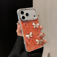 Coque de téléphone portable dégradée effet coquillage papillon pour iPhone 17 16 15 Pro Max, coque irisée, fleur arc-en-ciel, dos ombré IMD