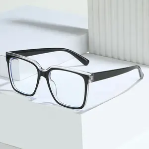 2023 Retro Double Color Plastic Fashion Reading Eyeglasses TR90 Square Screen Anti Blue Light Unisex Sunglasses