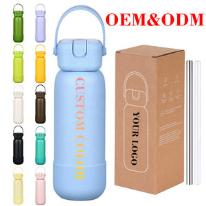 Bouteille d'eau de sport en acier inoxydable de 24 <span class=keywords><strong>oz</strong></span> avec logo personnalisé, lavable au lave-vaisselle, isolée sous vide, avec bec verseur <span class=keywords><strong>2</strong></span> en <span class=keywords><strong>1</strong></span>, pour la salle de sport, la randonnée, le bureau, cadeau - Product Image 1