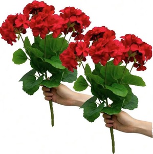 Fleurs artificielles en soie <span class=keywords><strong>de</strong></span> géranium Crabapple réalistes et durables, faites à la main, pour la décoration intérieure et extérieure, plantes douces et réalistes - Product Image 4