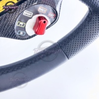 Volant de voiture en fibre de carbone noir au design populaire d'usine, cuir perforé noir pour Ferrari F430 2005-2009