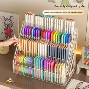 Органайзер для ручек и кистей из пластика, большой емкости, с разделителями, для акварельных ручек, настольный, для хранения маркеров - Product Image 4