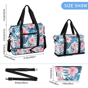 Sac de voyage pliable grande capacité pour le sport, avec séparation sec/humide, motif floral, idéal pour la douane – Vente en gros - Product Image 3