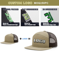 Casquettes de baseball classiques de haute qualité à 7 panneaux avec logo brodé 3D personnalisé, visière plate, casquettes de sport pour hommes