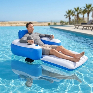 Lettino Gonfiabile Motorizzato per Piscina <span class=keywords><strong>in</strong></span> PVC Premium, Galleggiante Elettrico Pieghevole per Viaggi <span class=keywords><strong>in</strong></span> Famiglia e Tempo Libero all'Aperto - Product Image 1