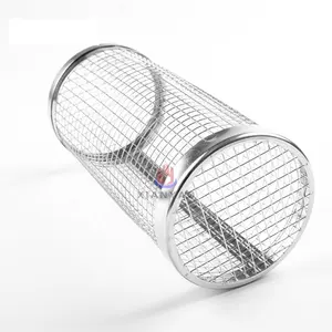 Stainless Steel Wire Mesh Rolling Grill Basket Camping Barbecue Greatest Grilling Basket Ever For Outdoor BBQ
