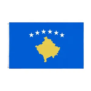 Custom Nationale Vlag Land Vlaggen Groothandel 100% Polyester 3x5ft Kosova Kosovar Kosovo Vlag
