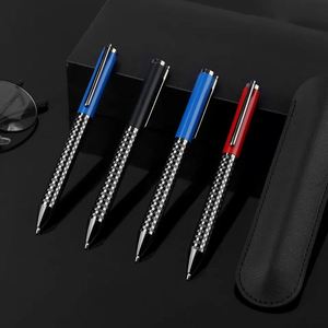 Two Tone Twist <b>Metal</b> Roller Pen With <b>Grid</b> Checkered Anti Slip Grip, Matte Upper Barrel Rotating Executive Signature Pen - Product Image 2
