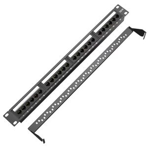 Panel de Conexiones en Blanco OEM de 19 Pulgadas y 24 Puertos <span class=keywords><strong>1U</strong></span> con Conectores Keystone RJ45 Cat6/Cat5 UTP de Pasante, Acero Laminado en Frío Negro - Product Image 1
