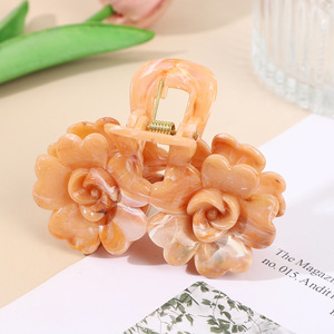 Pince à cheveux rose de 8 cm, dégradé de couleurs bonbon, double fleur, pour femmes - Product Image 5