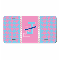 Plaque d'immatriculation de voiture personnalisée Chi Eta Phi avec lettres grecques, motif pied-de-poule classique, accessoires pour véhicule
