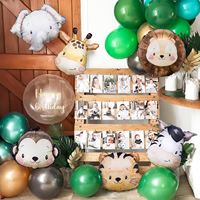 Ballons en aluminium en forme de tête d'animaux de la savane, emballage individuel, singe, zèbre, ballons en mylar, thème jungle, décoration de fête pour enfants, baby shower