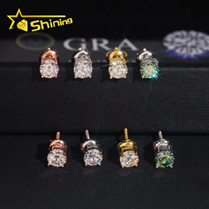 Wholesale Bulk Jewelry 925 Sterling <strong>Silver</strong> Round Cut 5mm Earrings Women <strong>Small</strong> <strong>Studs</strong> for Making Vvs Miossanite Iced Out - Product Image 4