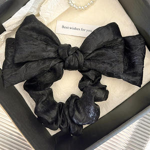 ที่คาดผมโบว์สีเงินสไตล์เกาหลี เครื่องประดับผมแบบยืดหยุ่นหรูหรา - Product Image 4