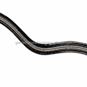 Hecho EN LA India, venta al por mayor, producto de carreras ecuestres, cristales transparentes de alta calidad con incrustaciones, canal vacío, banda para cejas de caballo de cuero - Product Image 1