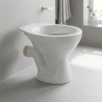 WC monobloc en céramique rose, à fixation au sol, avec siphon en S, double chasse et abattant à fermeture douce