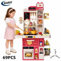 Grande cuisine de jeu pour enfants de 88 cm, 69 pièces, avec cuisinière à pulvérisation et robinet à eau courante, jouets éducatifs pour le jeu de rôle de chef pour enfants