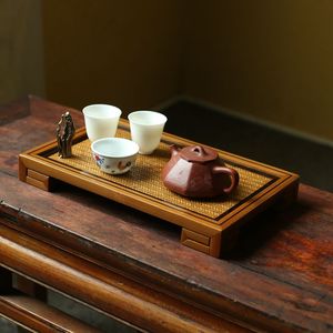 Bamboo <b>Tea</b> Tray Flat Durable <b>Tea</b> <b>Set</b> Display Stand For One Teapot And Two Cups - Product Image 1
