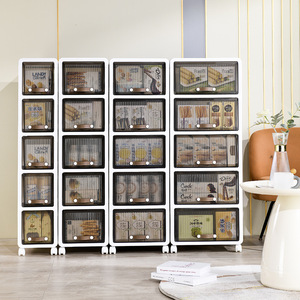 Plastic Storage Drawers With Wheels 5 Tier Rectangular Standing Food Container Organizer For Kitchen Bedroom - Product Image 1