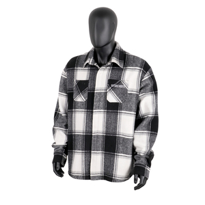 <span class=keywords><strong>Camicia</strong></span> <span class=keywords><strong>Giacca</strong></span> in Lana <span class=keywords><strong>Bianca</strong></span> <span class=keywords><strong>e</strong></span> Nera da Uomo TOPSHOW con Logo Ricamato Personalizzato, Tasche sul Petto <span class=keywords><strong>e</strong></span> Bottoni sul Retro, <span class=keywords><strong>Camicia</strong></span> in Flanella a Quadri - Product Image 1