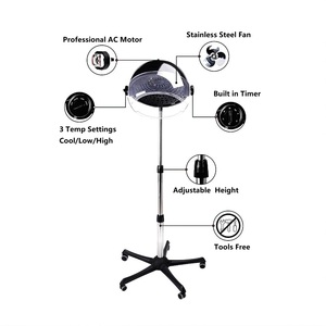 Professional Ionic Floor Model Salon Hood <b>Hair</b> <b>Dryer</b> With and <b>Stand</b> for Fast Commercial & Hotel Use High-Performance Power Power - Product Image 5