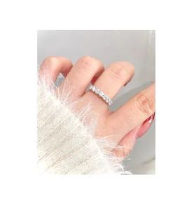 Bagues de mariage en platine PT950 avec diamants de laboratoire, alliances à une rangée pour femmes, bijoux de luxe écologiques, MOQ 2 pièces avec rapport - Product Image 1