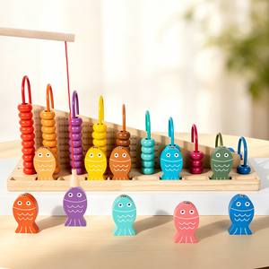 Novedades, Juguete Educativo Temprano 3 en 1 para Aprender Matemáticas, <span class=keywords><strong>Ábaco</strong></span> de Madera, Bloques de Números, Juego de Pesca, Juguetes para Niños - Product Image 4