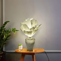 Lampe de table simple inspirée du lotus, base en ABS givré, deux poignées, pétales blancs, lumière décorative pour salle de lecture, chambre à coucher, salon