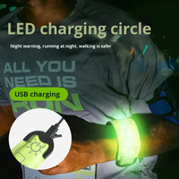 Gelang LED Nylon Bercahaya Isi Ulang USB untuk Lampu Flash Lari di Luar Ruangan