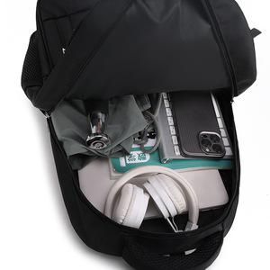 Laptop <b>Backpack</b> Black Oxford Cloth Water Resistant Unisex College Commute Travel Bag <b>With</b> Laptop <b>Compartment</b> - Product Image 4