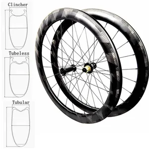 BIKEDOC WR2650 New 700c Full Carbon Road Bicycle Wheels 50mm High 26mm Wide Tubelees/Tubular Carbon Cycling Wheels