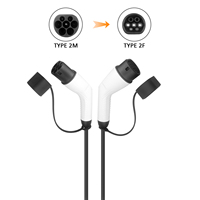 Kabel Pengisi Daya EV Tipe 2 Dual Head 16A 3.5kW Charger Kendaraan Listrik Portabel Kabel TPU Logo Kustom