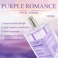 Parfum de haute qualité 100 ml du Moyen-Orient PURPLE ROMANCE, parfums à la lavande, design carré simple pour le marché des parfums féminins