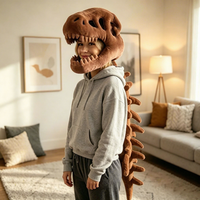 Casque en peluche tête de dinosaure, chapeau de style identique, poupée squelette à habiller, cadeau d'anniversaire amusant pour enfants