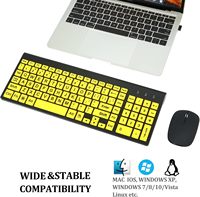 Full Size Large Print 2.4g Wireless Keyboard and Mouse With Oversized Print for Kids Visually Impaired Low Vision Individuals