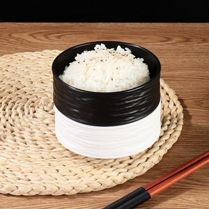 Bol à soupe en plastique, texture pierre, incassable, résistant à la chaleur, en PP épaissi, noir et blanc, bol droit pour la maison, les restaurants et les hôtels - Product Image 6