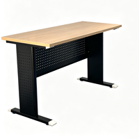 Table de bureau moderne avec plateau en bois grainé et pieds en fer, table de conférence de luxe, table de réception pour bureau commercial ou à domicile