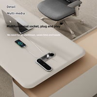 Scrivania da Ufficio Ergonomica Moderna Convertibile ed Estensibile, Arredamento per Manager Esecutivo, Pannello in Legno con Struttura in Acciaio Inossidabile per Uso Ufficio