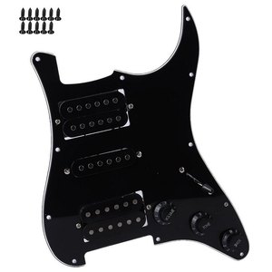 Pickguard pour <span class=keywords><strong>guitare</strong></span> électrique Humbucker avec micros HSH pré-câblés Noire - Product Image 5