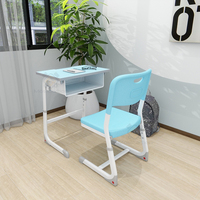 Ensemble moderne de bureau et chaise en métal et bois, réglable en hauteur, démontable, pour salle de classe, école et bureau à domicile