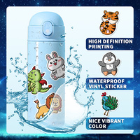 Lot de 50 autocollants personnalisés en vinyle UV pour enfants, motifs animaux mignons, pour décoration personnalisée