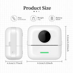 Stampante Termica per Bambini Mini Portatile Wireless con <span class=keywords><strong>Cavo</strong></span> <span class=keywords><strong>USB</strong></span> per Stampa di Foto & Etichette Domande 200dpi 57MM Stampante Mobile X5 82*82*45MM - Product Image 2