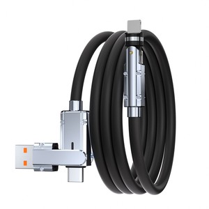 2 Trong 1 Silicone 100W Nhanh Chóng Sạc Cáp Nhiệm Vụ Nặng Nề 540 ° Xoay USB C Để C Sạc & Dữ Liệu Đồng Bộ Cáp Với USB-A Và USB C - Product Image 2