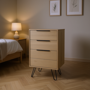 Cómoda Meriden de Roble Claro con 3 Cajones, Mueble Moderno para Dormitorio con Patas Metálicas - Product Image 2