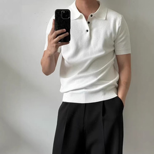 เสื้อยืดโปโลแขนสั้นสีขาวสีดำแอปริคอท M L XL 2XL 3XL เสื้อลำลองผู้ชายสวมใส่ในฤดูร้อน - Product Image 2