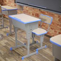 Modern metalen schoolmeubilair voor basisschool- en middelbare scholieren, verstelbare bureaus en stoelen met houten blad, ook geschikt voor de woonkamer.